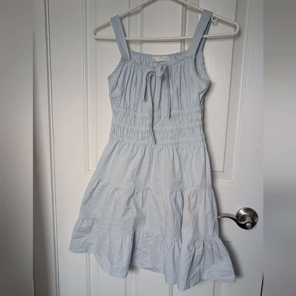 Oak + Fort | Ruched Smocked Mini Dress in Powder Blue | Size S